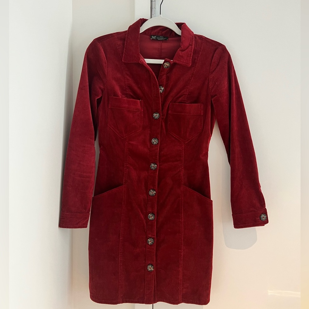 Zara Red Corduroy Dress | Size Small